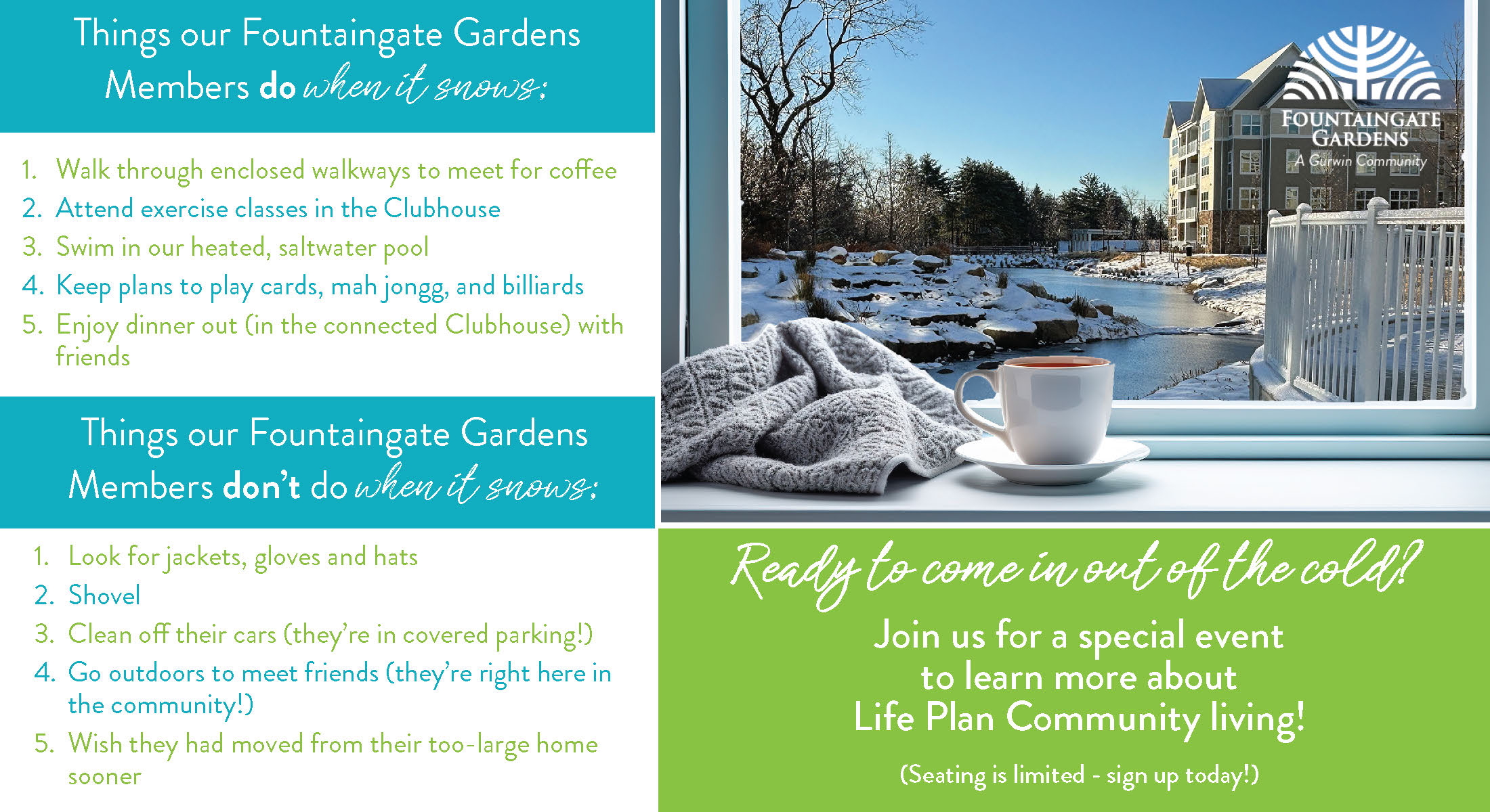 Come join us for lunch... and learn about dynamic retirement living at Fountaingate Gardens Life Plan Community!