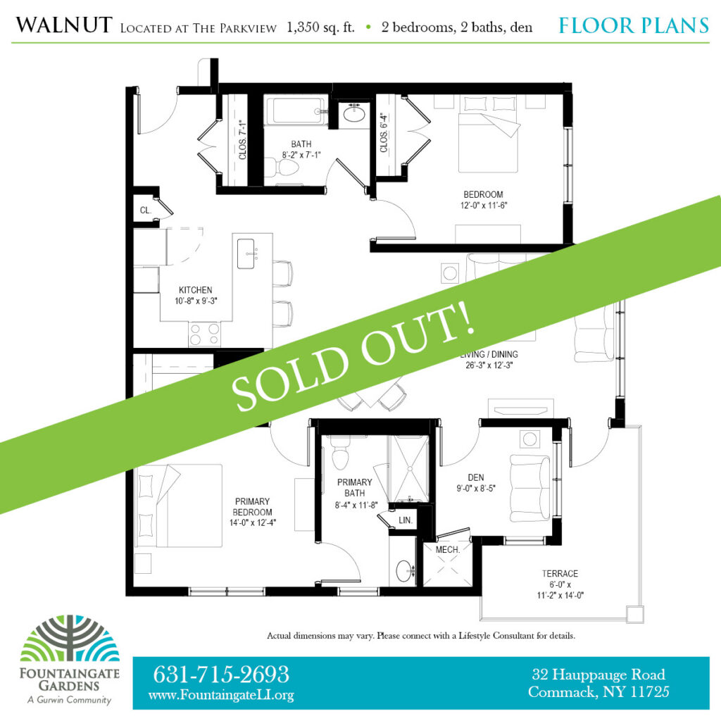Fountaingate Gardens Apartment Floorplan -- Walnut