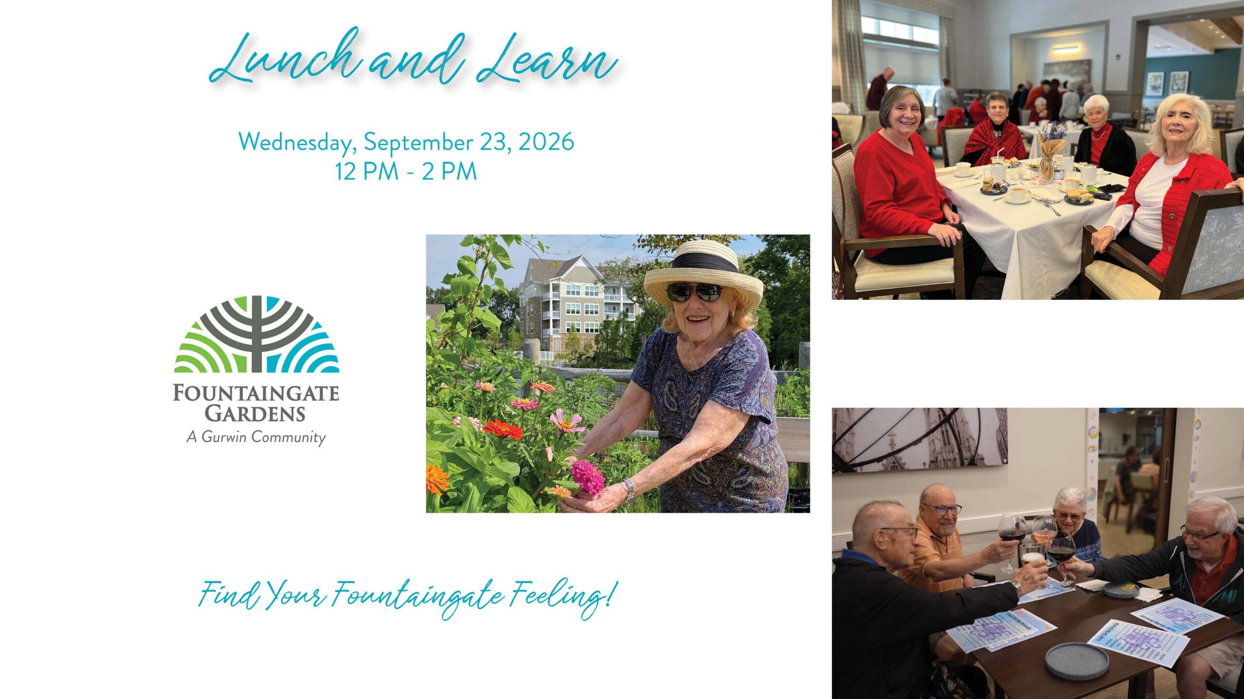 Attend our 9/23/26 Lunch and Learn and discover how a Life Plan Community like Fountaingate Gardens offers some much more than a 55+ rental.